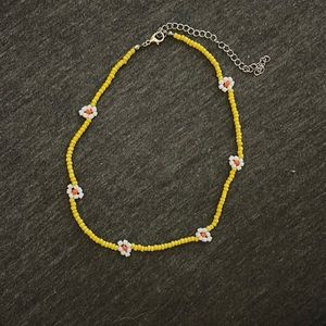 yellow daisy choker necklace